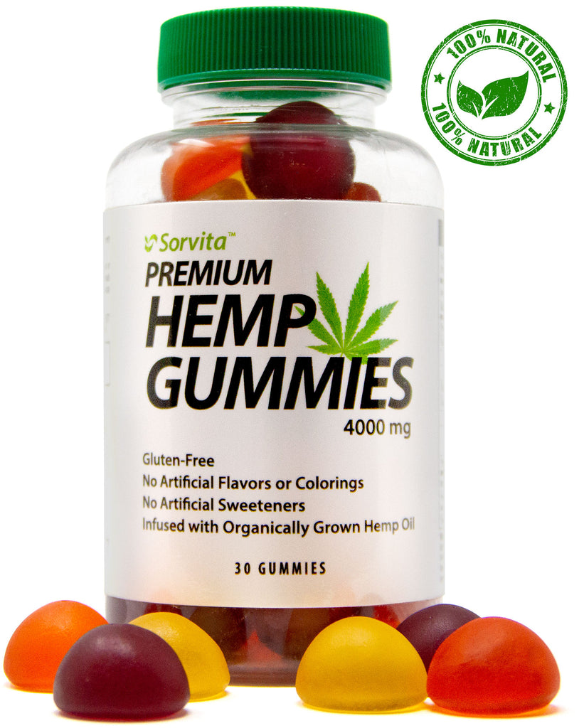 Sorvita Hemp Gummies, Premium Pure Organic Full Spectrum Hemp Oil - Infused Gummy for Pain, Sleep – 4000mg